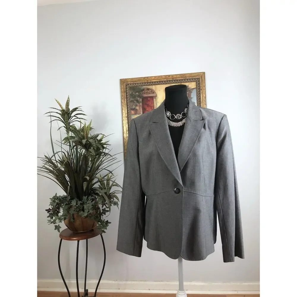 Tahari Arthur S Levine Women Jacket One Button Front Office Siren Preppy‎ Sz 16
